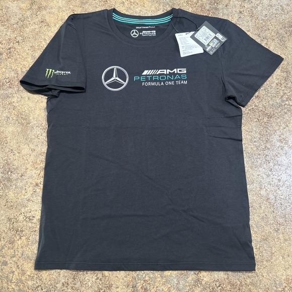 MERCEDES AMG Petronas Motorsport Tee Shirt Black MEDIUM Brand NWT Monster - Picture 1 of 7